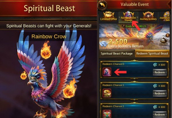 Evony Spiritual Beast Rainbow Crow